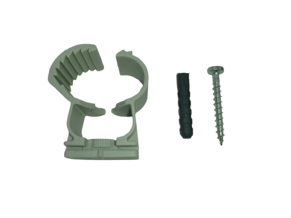 Click-Snap-Schelle mit Dübel und Schraube montieren